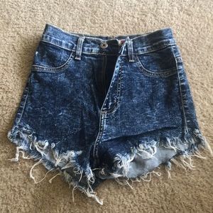 High waisted jean shorts